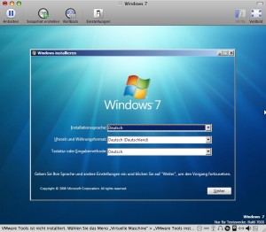 Windows 7 auf einem Mac mithilfe von VMware Fusion installieren