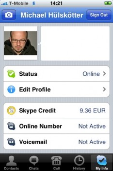Über den Menüpunkt "Myinfo" kann sogar Skype-Guthaben gekauft werden - aber nur via Webseite