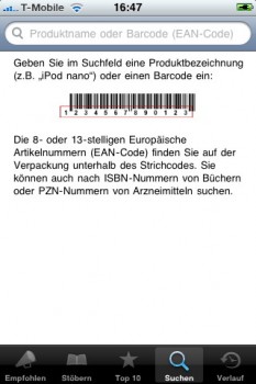 Per Barcode oder ISBN-Nummer kann man direkt nach einem ganz bestimmten Produkt suchen