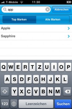 Die Twenga-Suchfunktion auf dem iPhone ist nur umständlich zu benutzen
