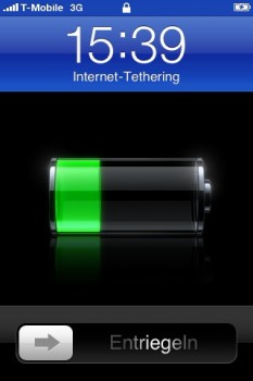 So sieht es aus, das aktivierte Tethering am iPhone
