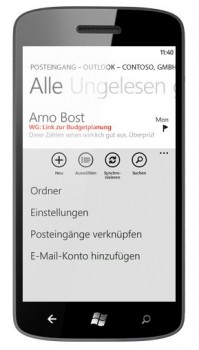 E-Mail auf dem Lumia 800, und das via Google Mail, Outlook und eigenen Mailservern