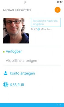Innerhalb der Sektion Profil können Sie Ihr Bild neu einrichten und auf Ihr Online-Konto zugreifen