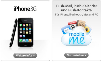 Neu im Apple Store: iPhone 3G und MobileMe Neu im Apple Store: iPhone 3G und MobileMe