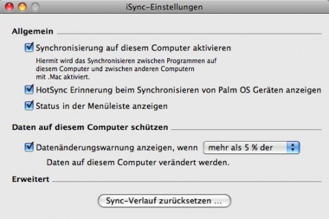 Das Adressbuch lässt sich nach einem Reset des iSync-Verlaufs wieder mit dem iPhone abgleichen