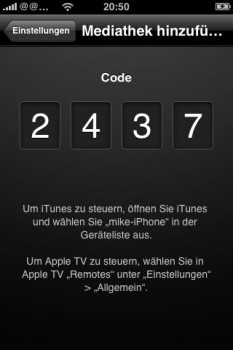 Der vierstellige Sicherheitscode muss in iTunes eingetragen werden