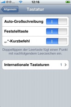 Neue Tastatur-Einstellungen