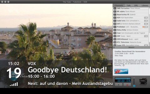Mit der Funktion Placeshift können Sie andere am TV-Erlebnis via iChat teilnehmen lassen
