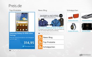 Der Startbildschirm der preis.de-App präsentiert sich aufgeräumt Der Startbildschirm der preis.de-App präsentiert sich aufgeräumt