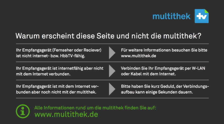 Der HbbTV-Empfang ist ohne das Gerät leider nicht möglich