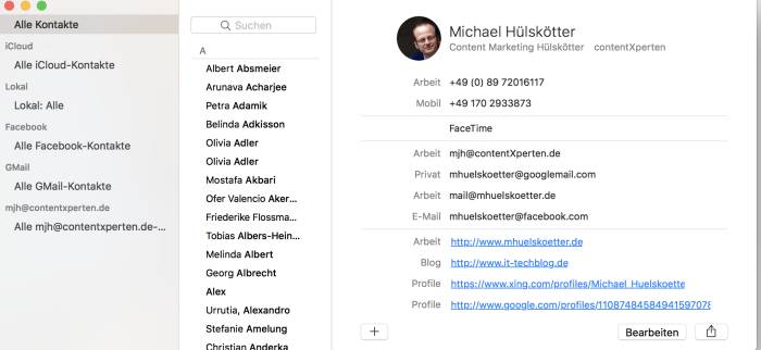 Touchbar-Integration in Kontakte 2
