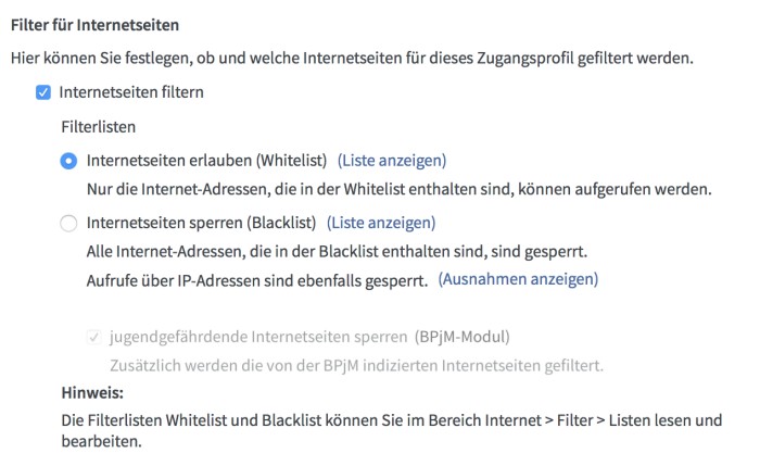 Fritzbox 7430 - Internetseiten-Filter festlegen