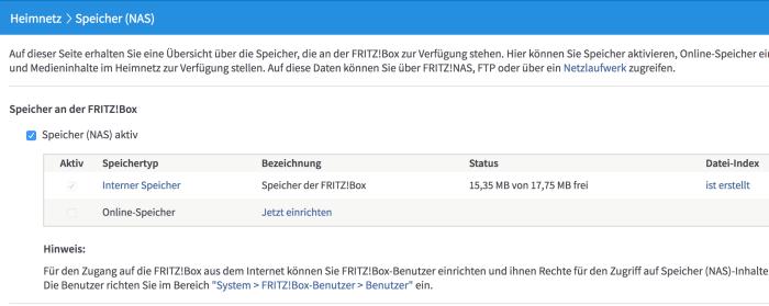 Fritzbox als NAS
