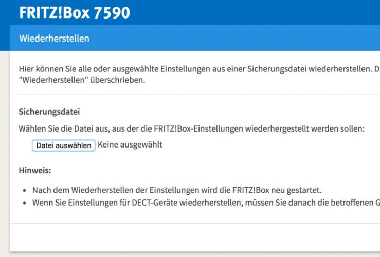 Fritzbox wiederherstellen