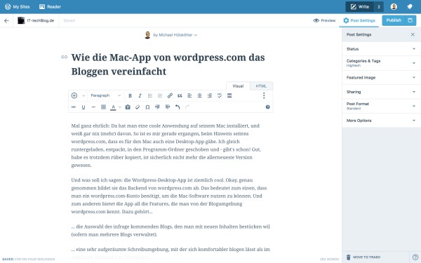 Wordpress-App in Aktion