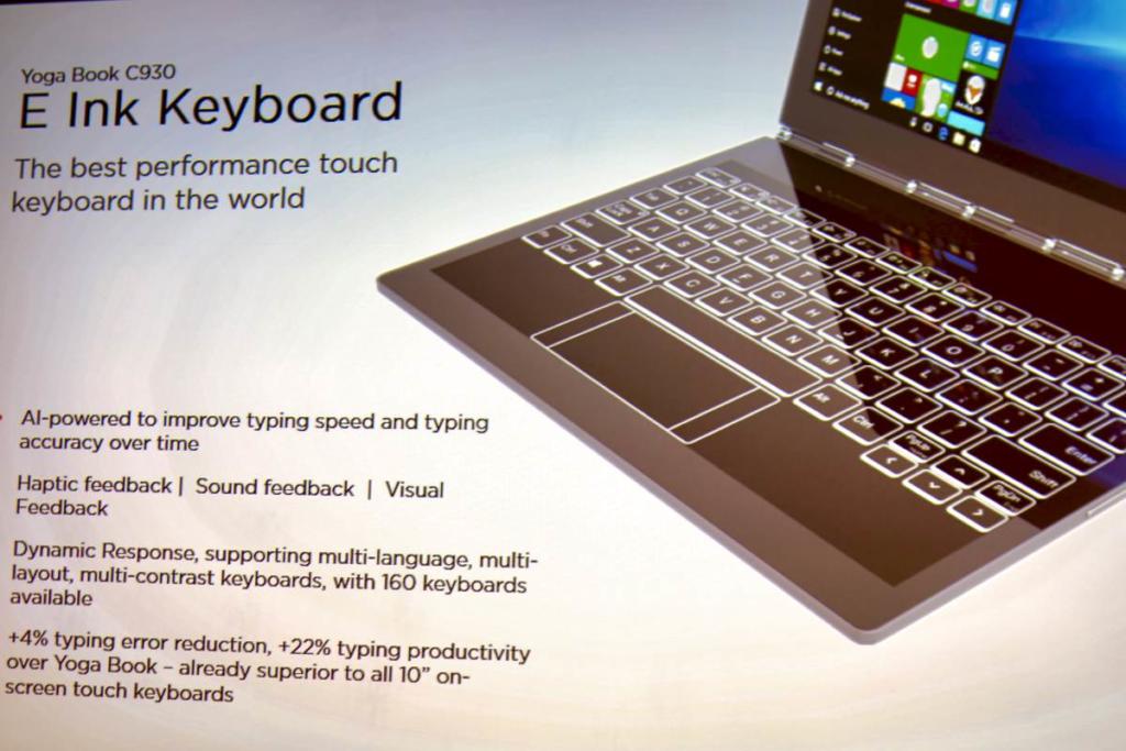 Die E-Ink-Tastatur des Lenovo Yoga Book C930 ist äußert anpassungsfähig und lernt dank KI permanent dazu