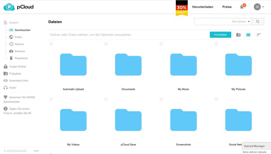 pCloud Drive zum Verwalten sämtlicher Daten