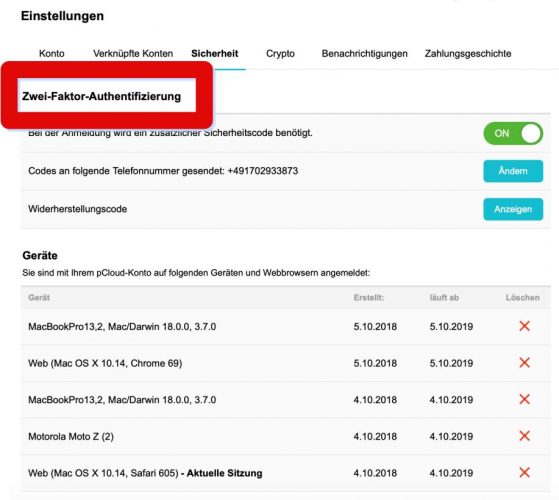 pCloud erhöht dank Zwei-Faktor-Authentifizierung deutlich