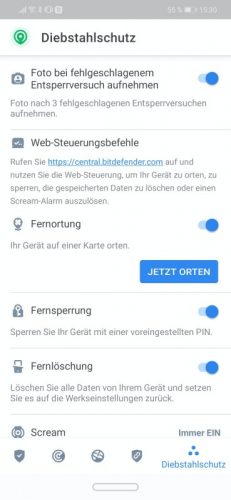 Fünfter Schritt - die mobilen Apps von Bitdefender Small Office Security sorgen unter anderem einen Diebstahlschutz