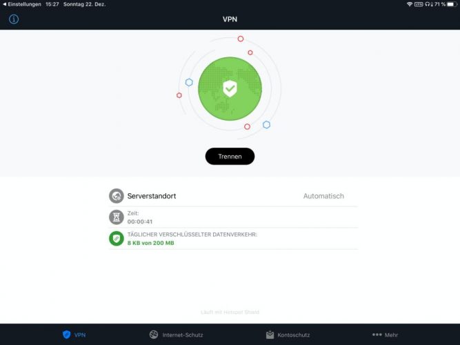 Vierter Schritt - Bitfender Small Office Security erkennt den Bitdefender-Server automatisch