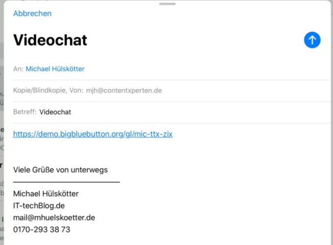 BigBlueButton - URL mailen