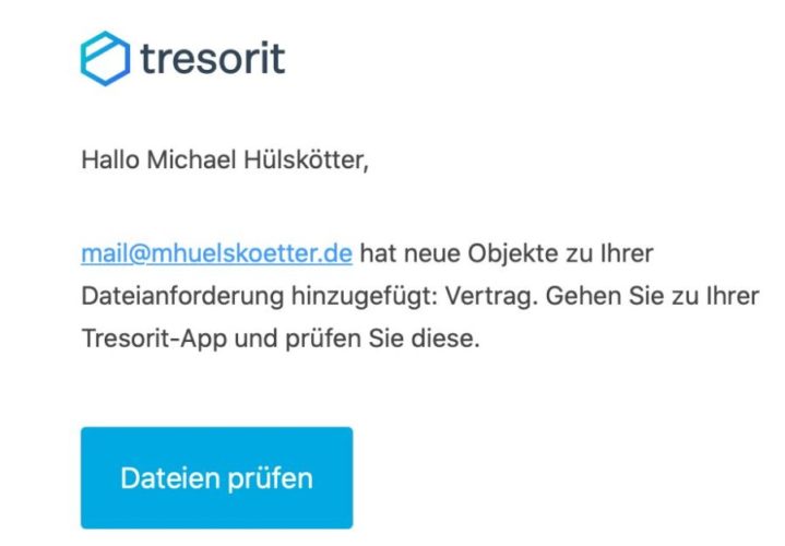 Tresorit-Funkktion Dateianforderung via E-Mail nutzen