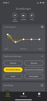 Jabra-App Sound+ Equilizer-Einstellungen