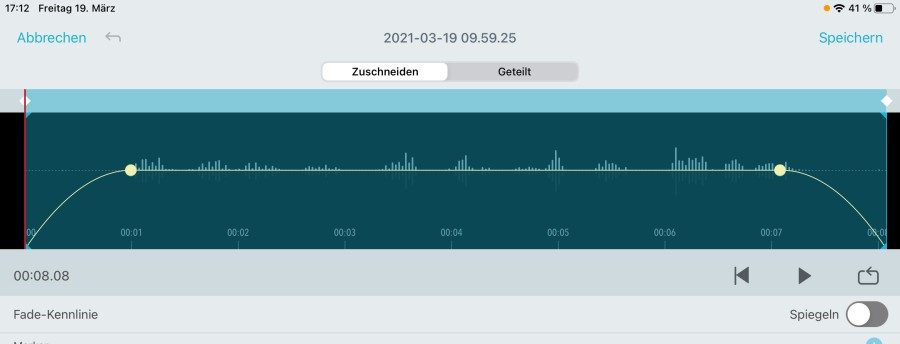 Shure MV88 - Audioschnitt in der MOTIV-App