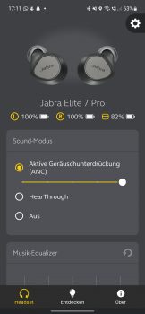 Die aktive Geräuschunterdrückung (ANC) lässt sich in der Sound+App anpassen