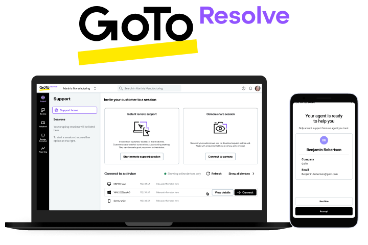 GoTo Resolve ermöglicht intuitiven und sicheren Remote-Support
