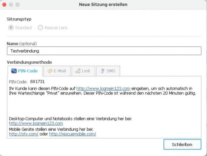 Rescue Verbindungen herstellen