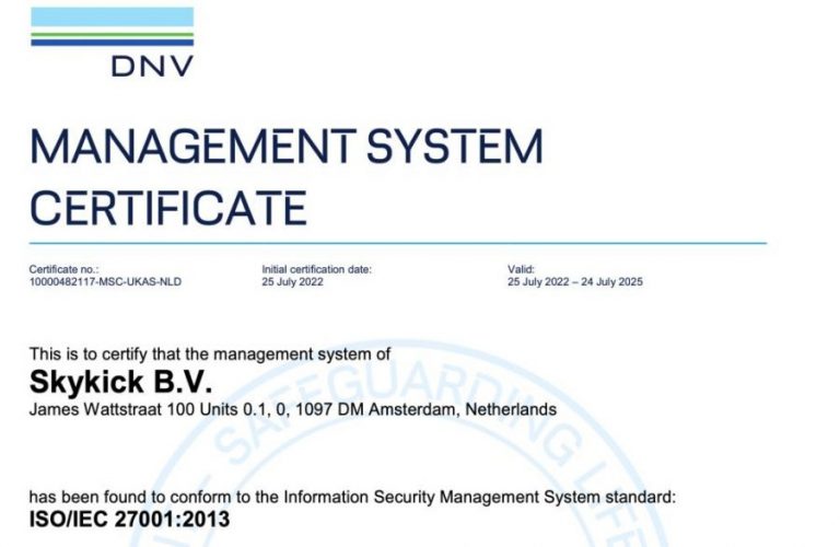 SkyKick ist ISO-zertifiziert gemäß der DIN-Norm ISO 27001